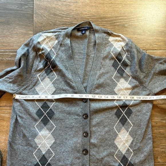 Lands end girls gray argyle cardigan size XL (18/20) - Picture 7 of 9